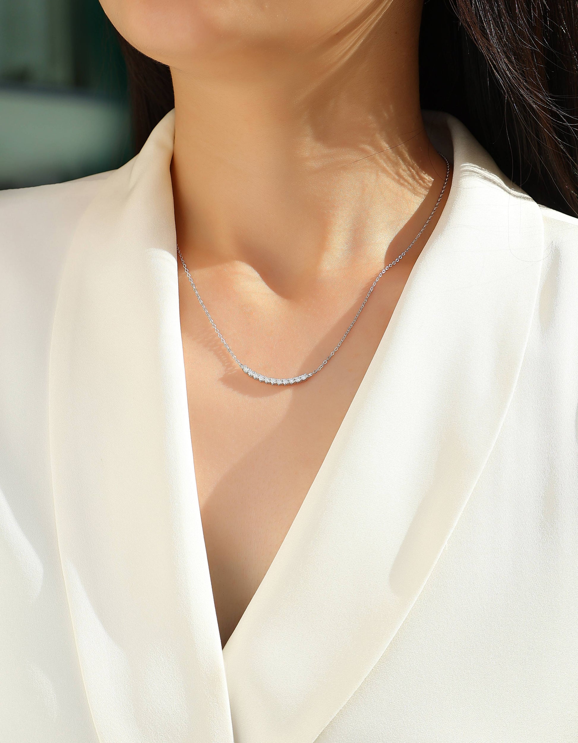 Allie Silver and Moissanite Necklace