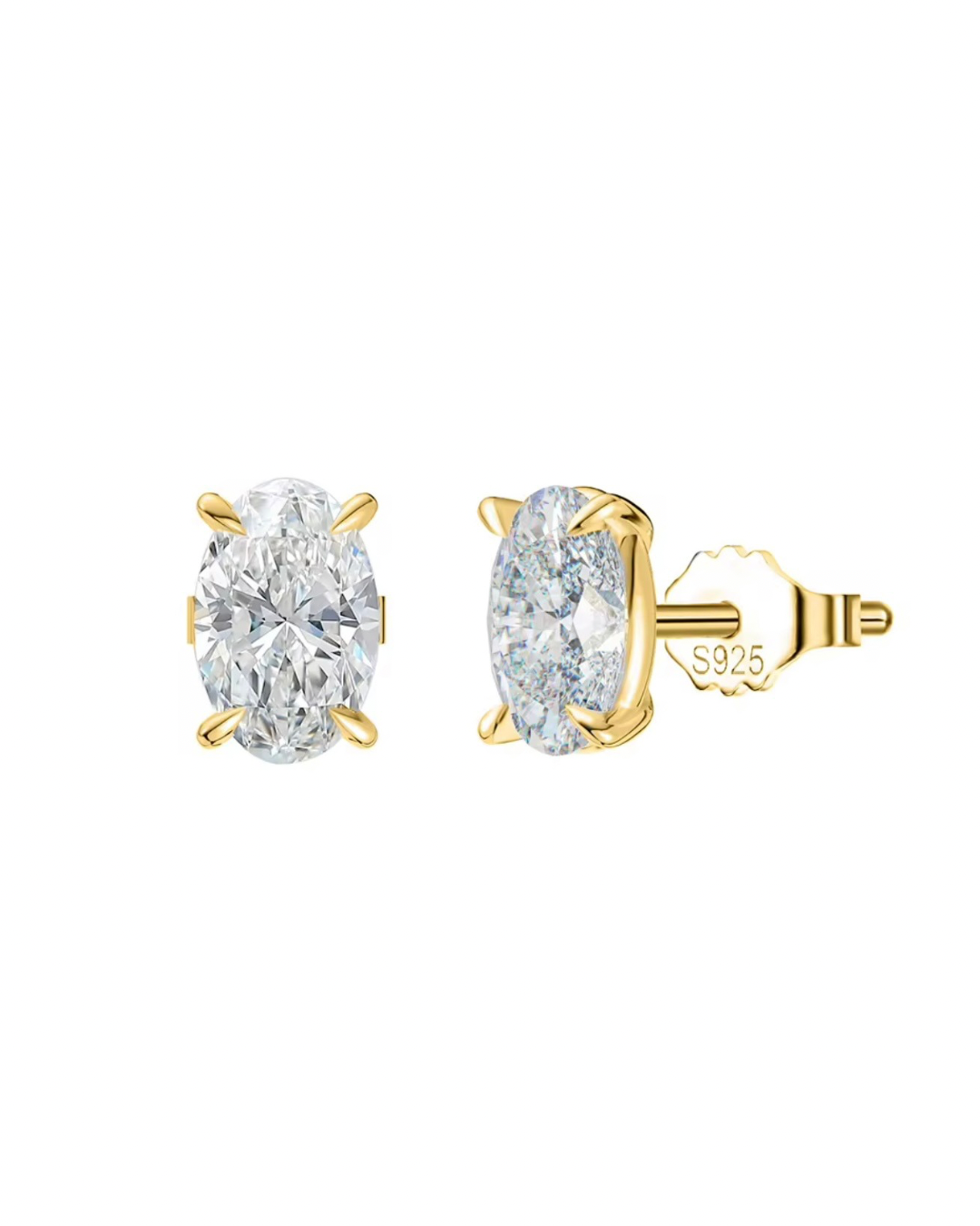 Samara Sterling Silver and Moissanite Radiant Oval Stud Earrings