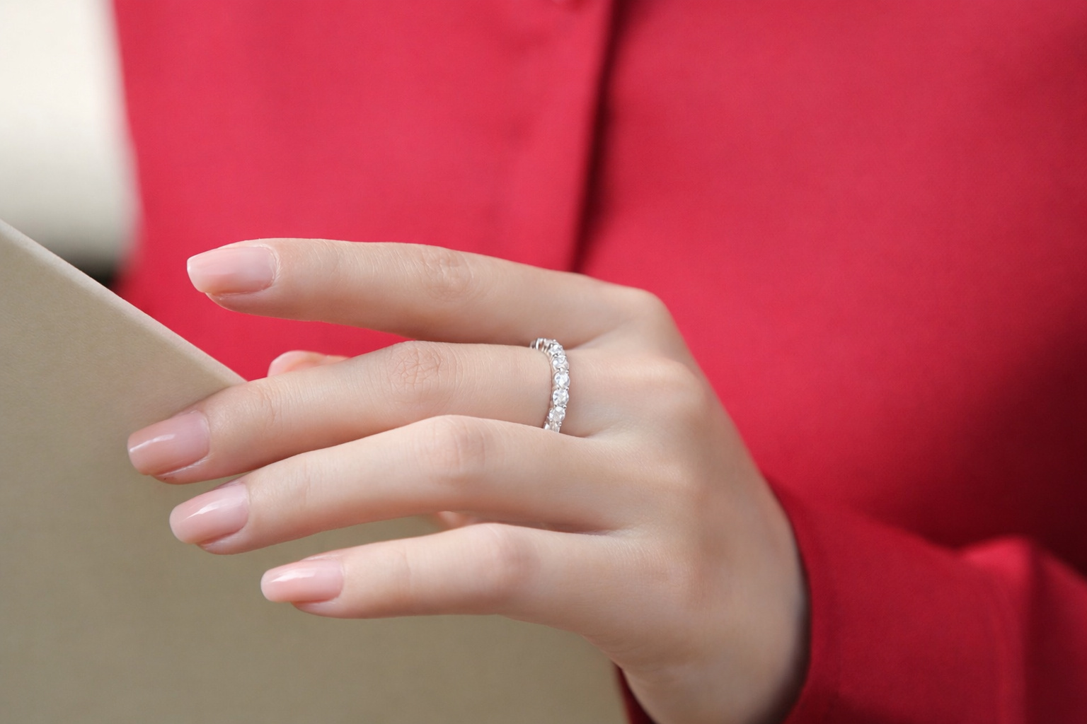 Vienna Sterling Silver and Moissanite Band