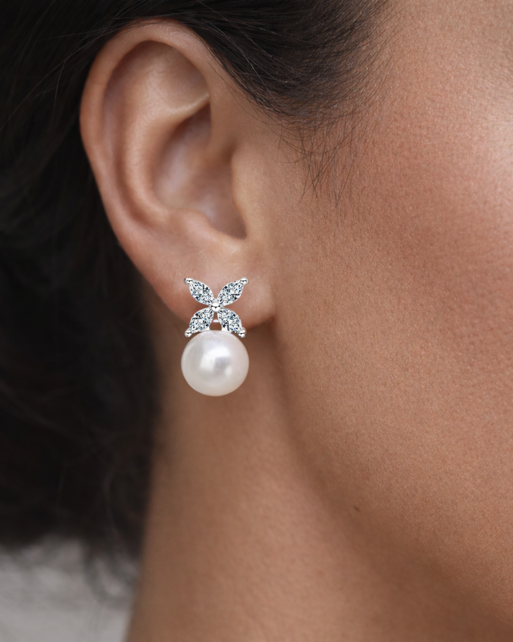 Lillie Pearl and Moissanite Stud earrings