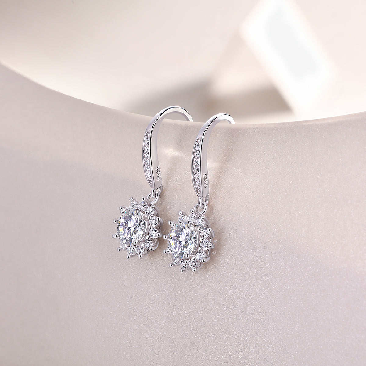 Allegra Sterling Silver and Moissanite Floral Earrings