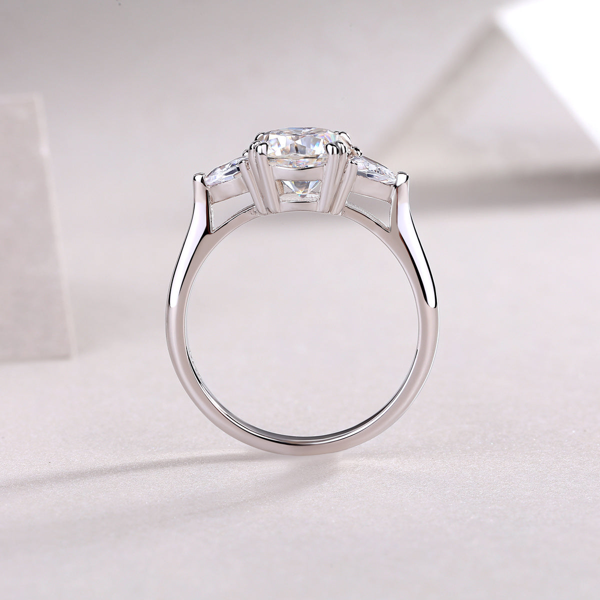 Aurélie Sterling Silver and Moissanite Three Stone Ring
