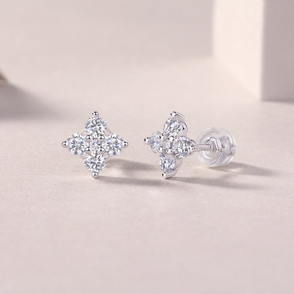 Karolina Sterling Silver and Moissanite Studs