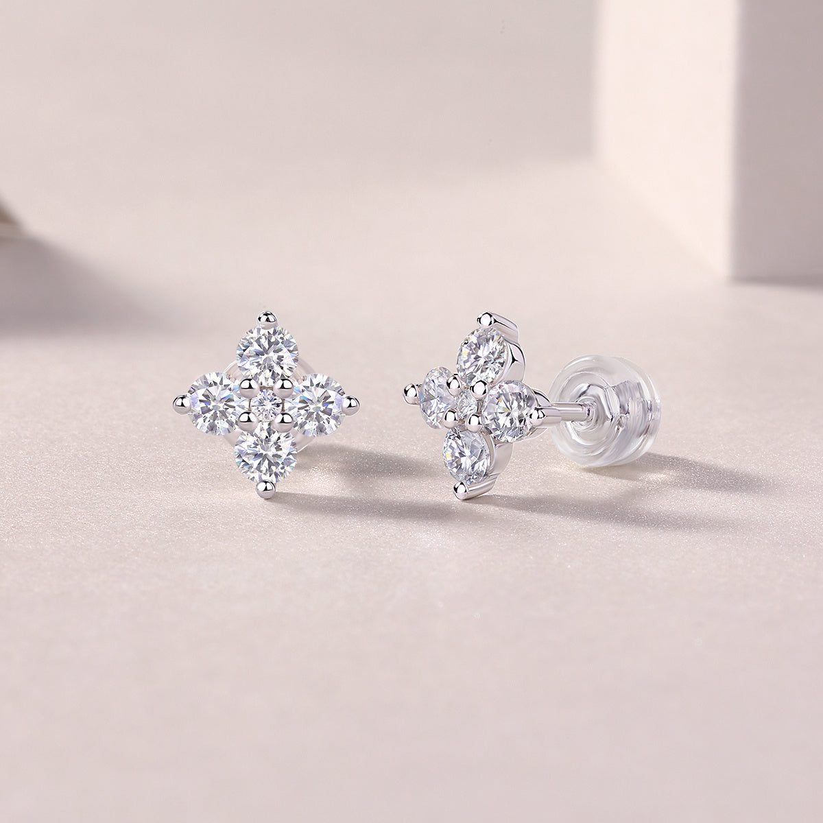Karolina Sterling Silver and Moissanite Studs