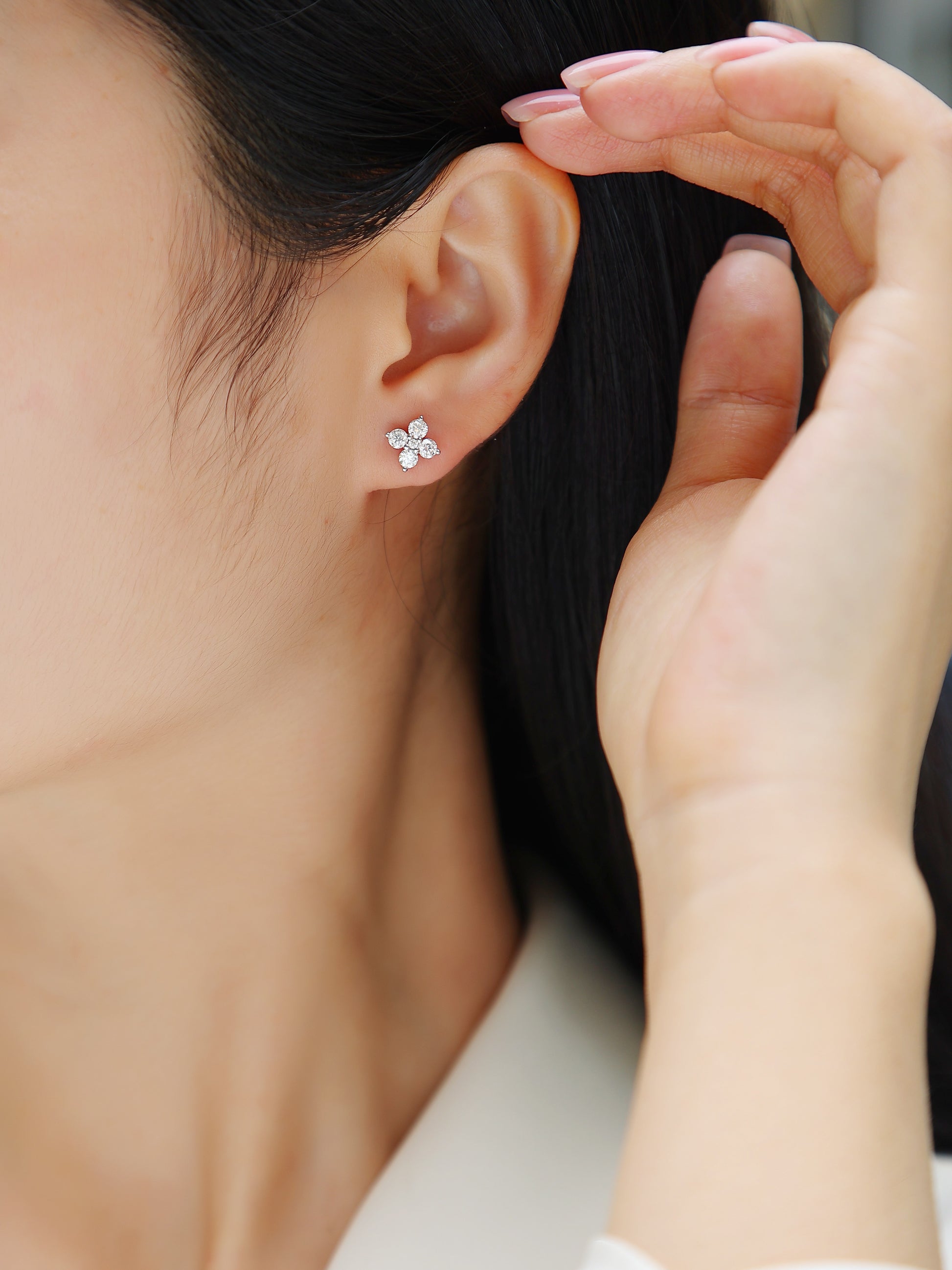 Karolina Sterling Silver and Moissanite Studs