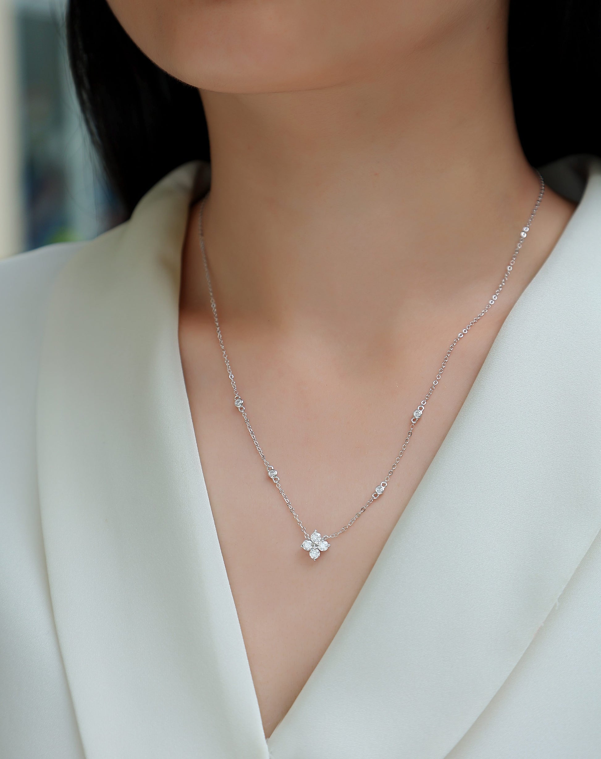 Claudette Sterling Silver and Moissanite Necklace