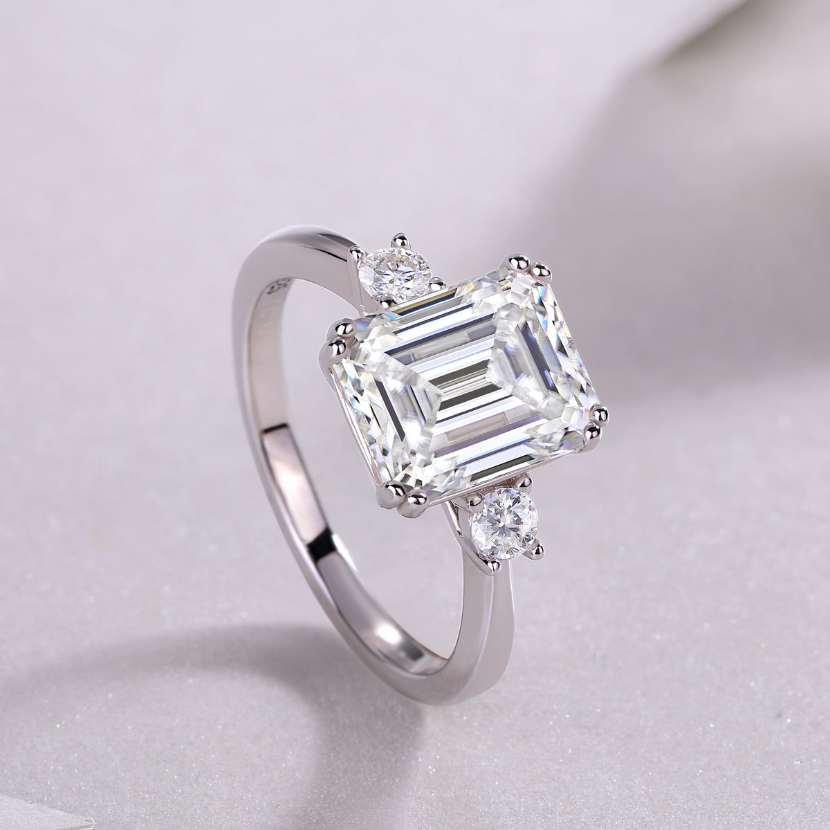 Eleanor Silver and Moissanite Three Stone Ring