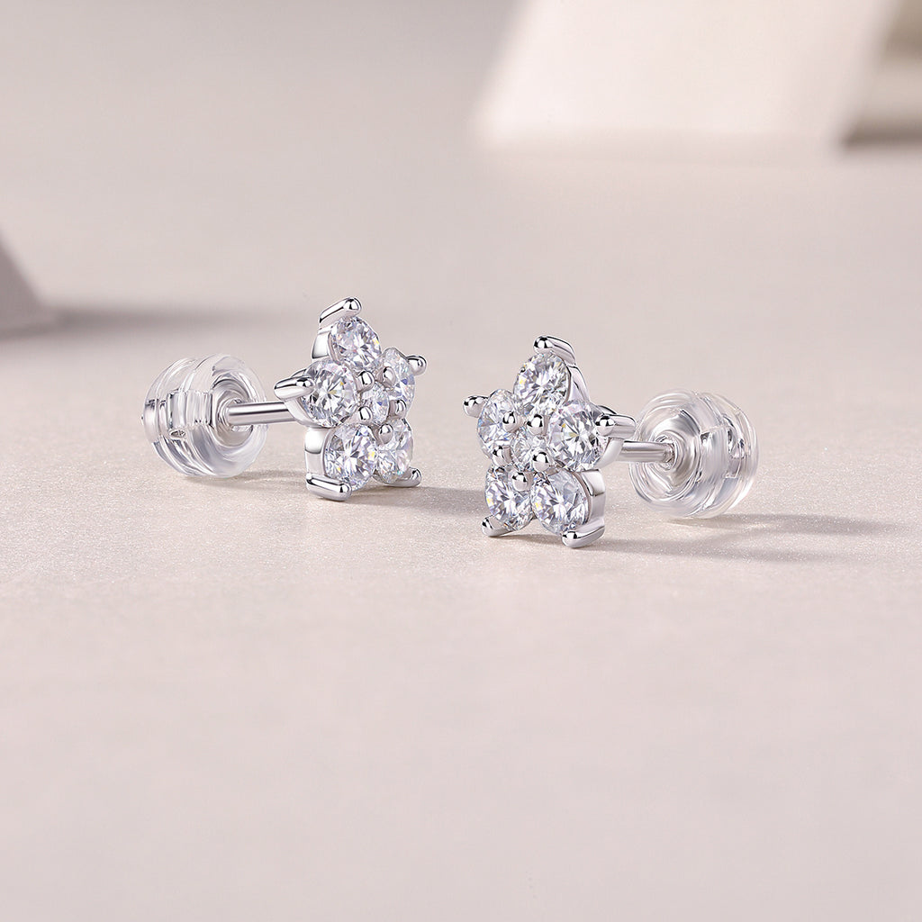 Paris Sterling Silver and Moissanite Studs