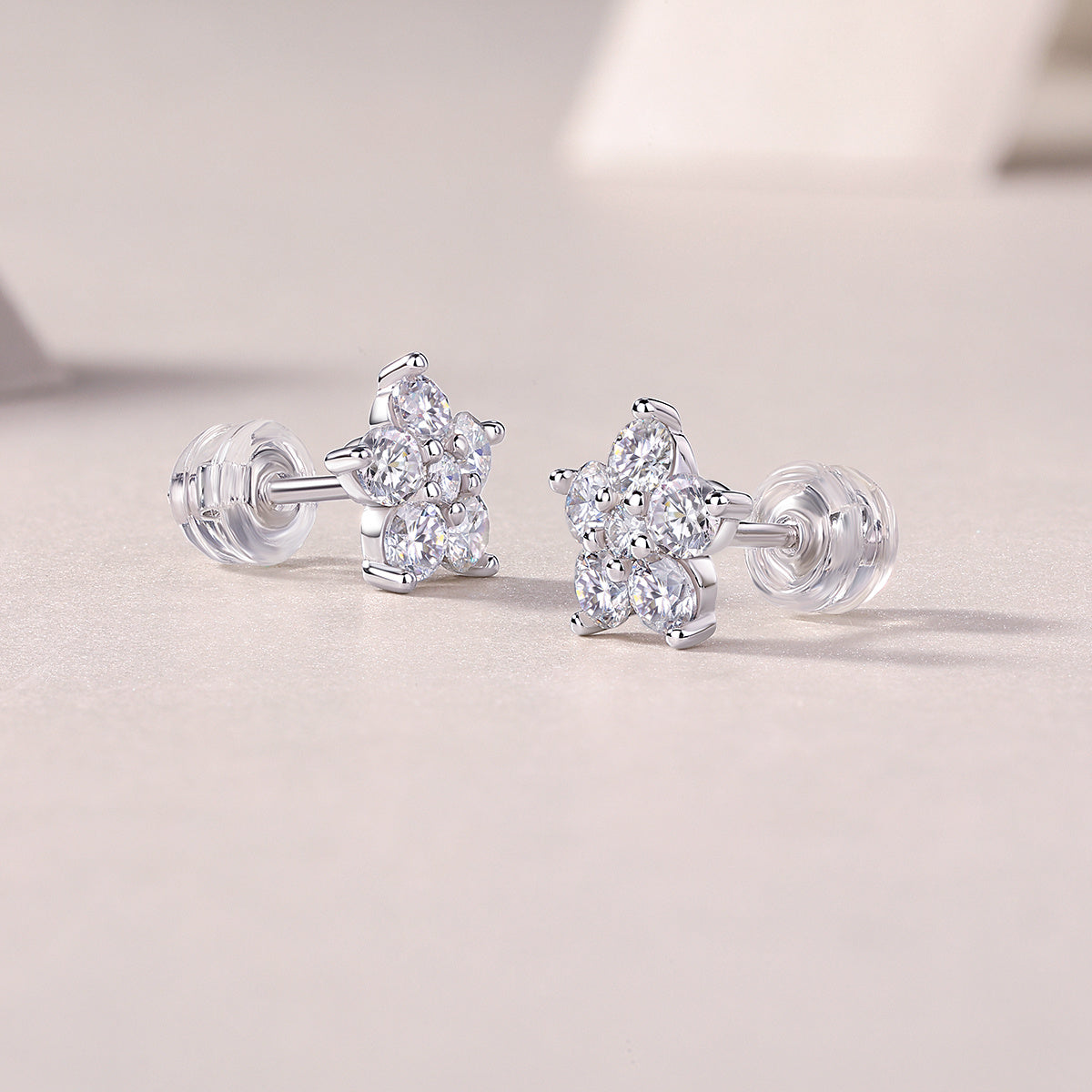 Paris Sterling Silver and Moissanite Studs