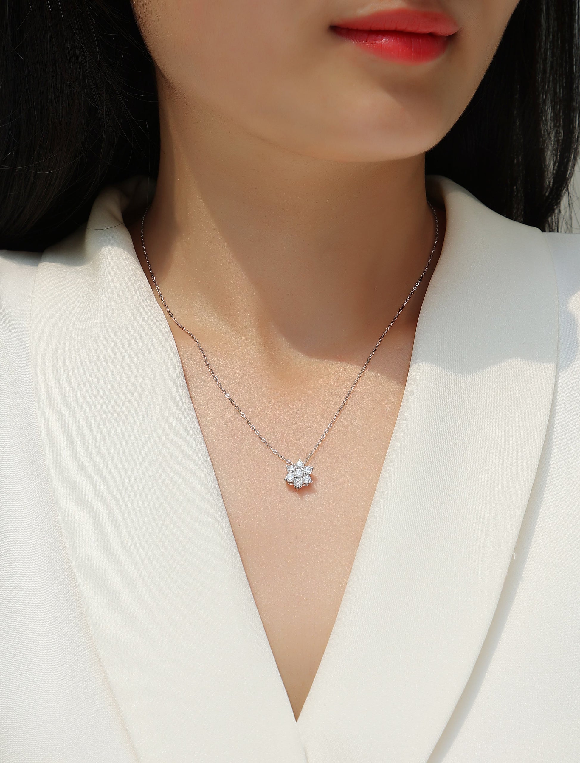 Annalise Sterling Silver and Moissanite Necklace