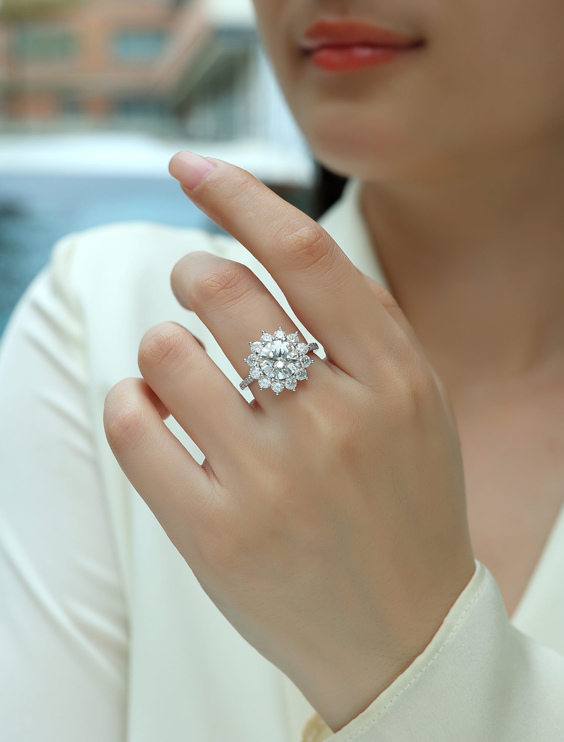 Solaria Sterling Silver and Moissanite Cocktail Ring
