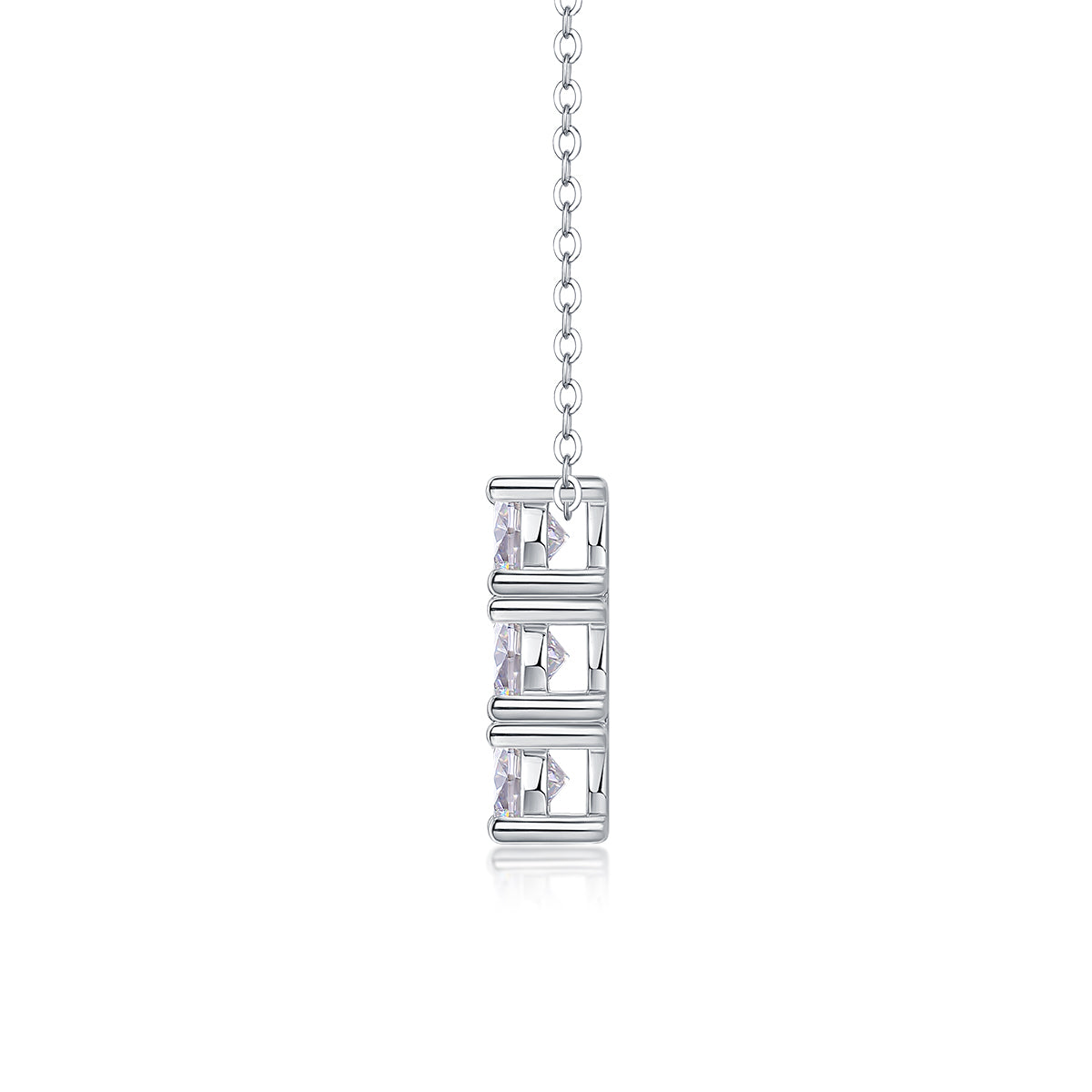 Nicoletta Three Stone Moissanite and Sterling Silver Necklace