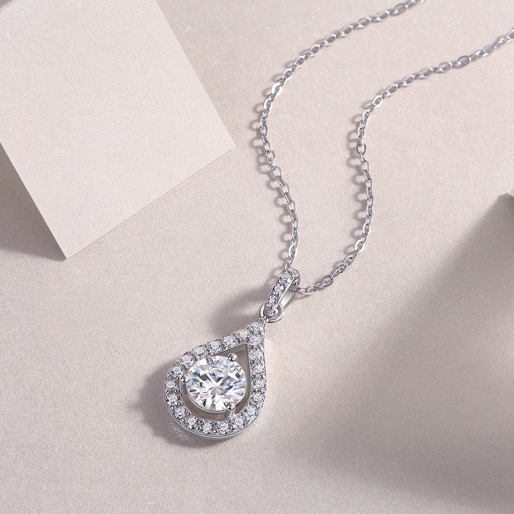 Camille Sterling Silver and Moissanite Pendant Necklace