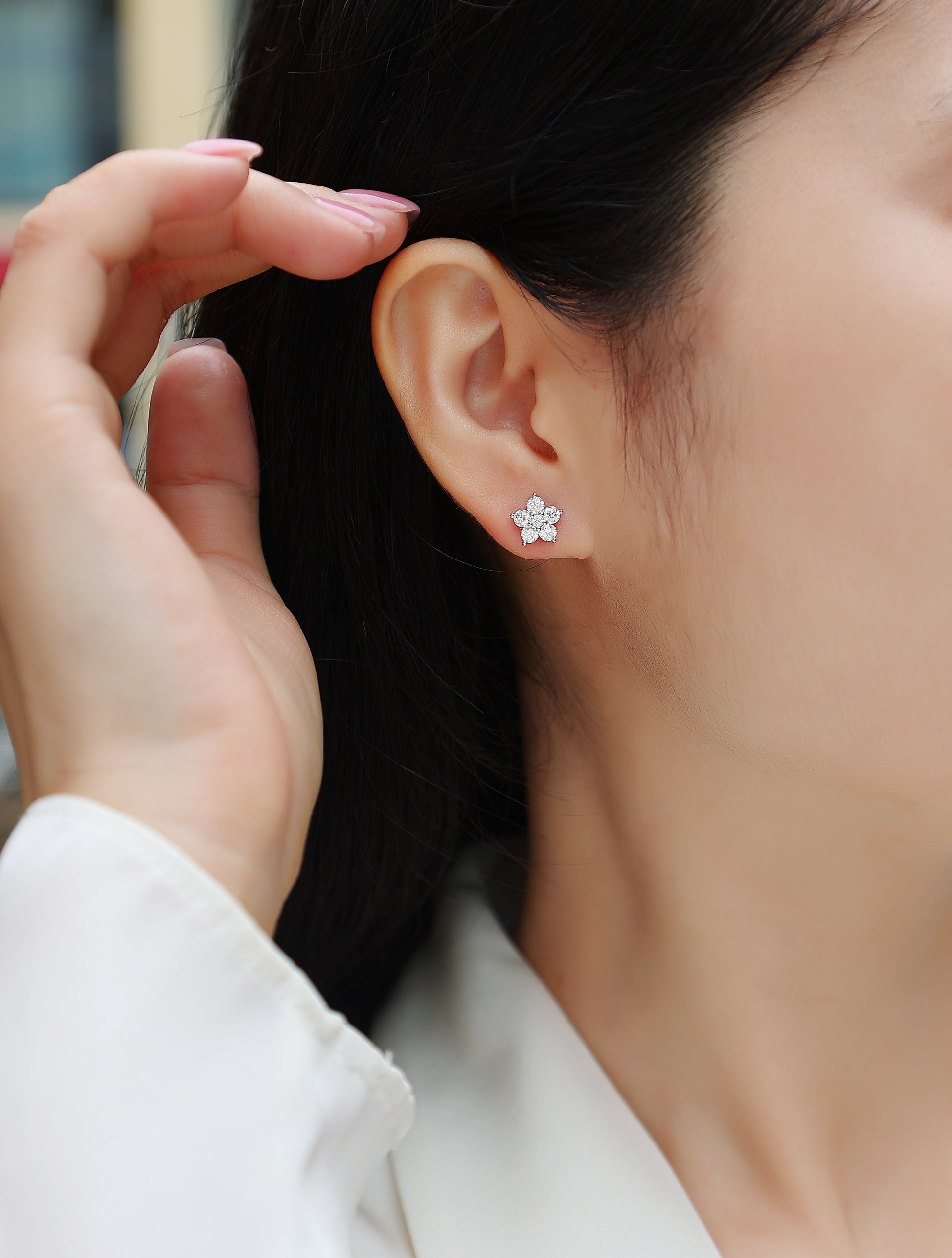 Paris Sterling Silver and Moissanite Studs