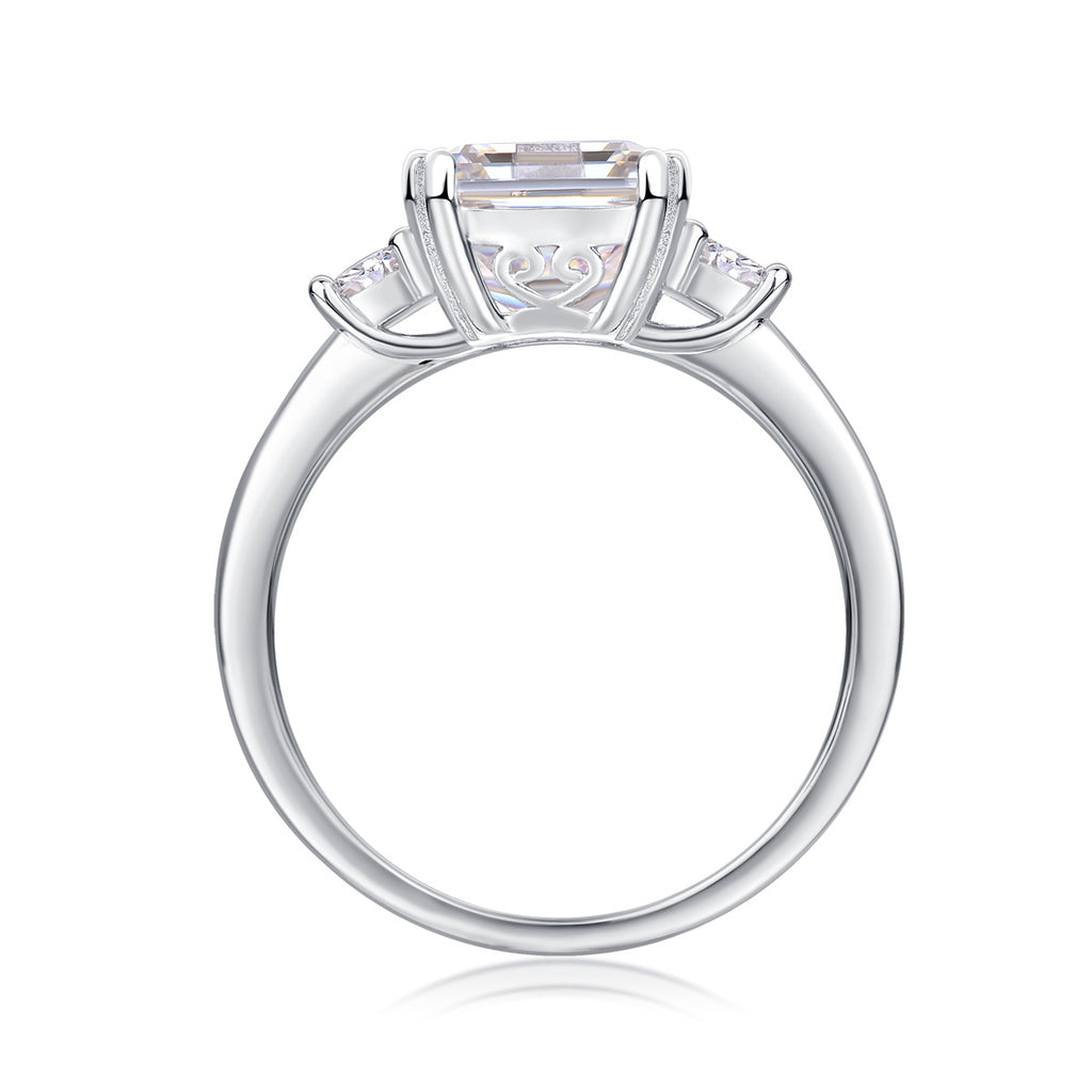 Eleanor Silver and Moissanite Three Stone Ring