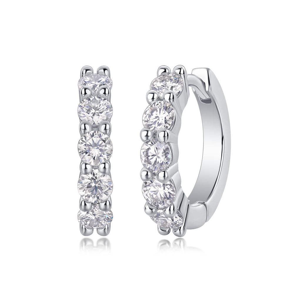 Katherine Silver and Moissanite Huggie Earrings