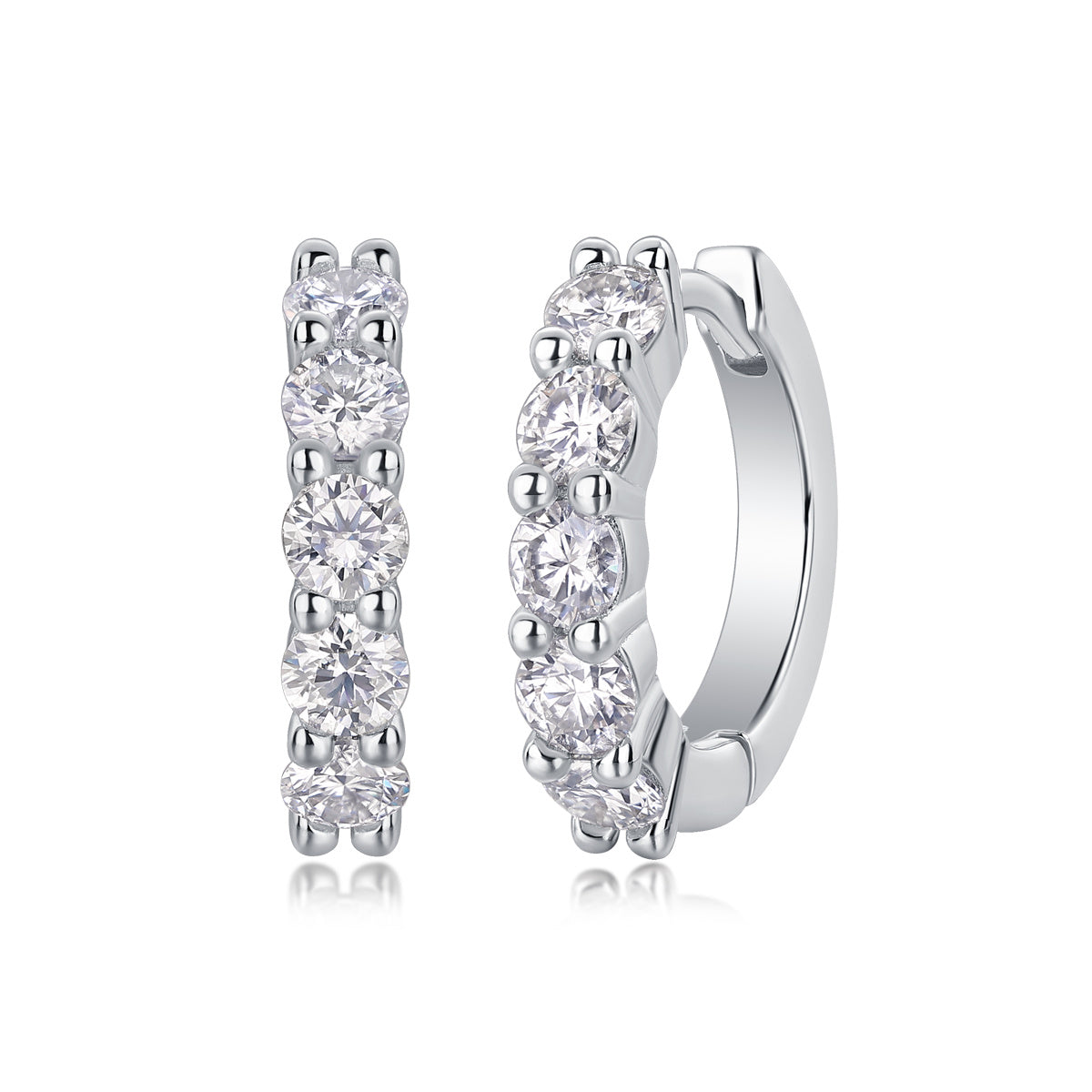 Katherine Silver and Moissanite Huggie Earrings