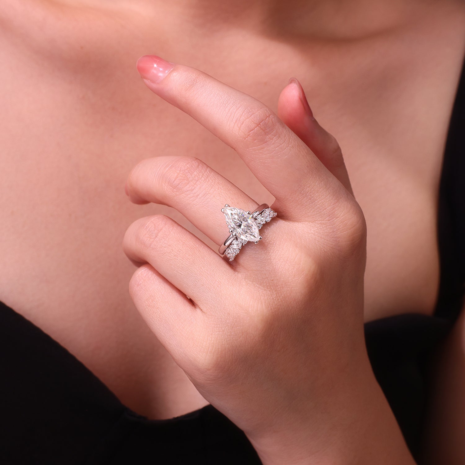 Lucienne Sterling Silver and Moissanite Ring Stack