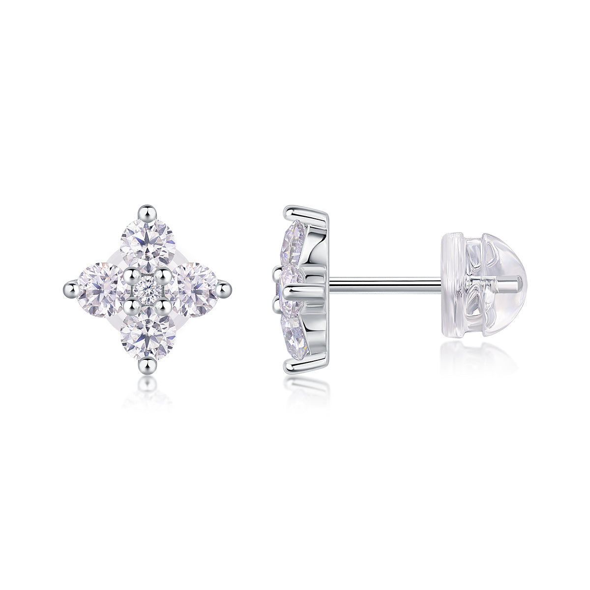 Karolina Sterling Silver and Moissanite Studs