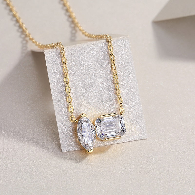 Gabriella  Double Stone Moissanite Necklace