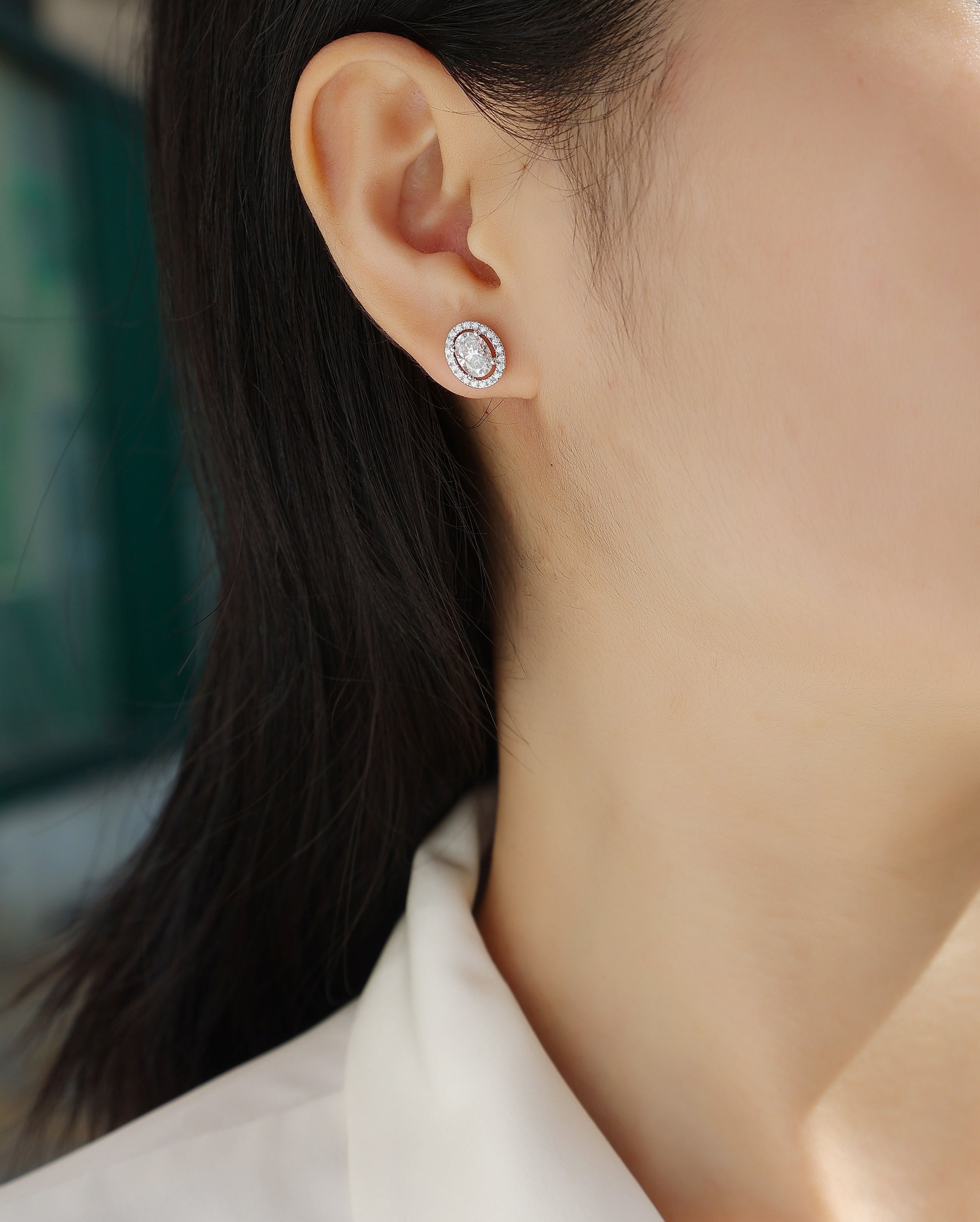 Antoinette Sterling Silver and Moissanite Stud Earrings