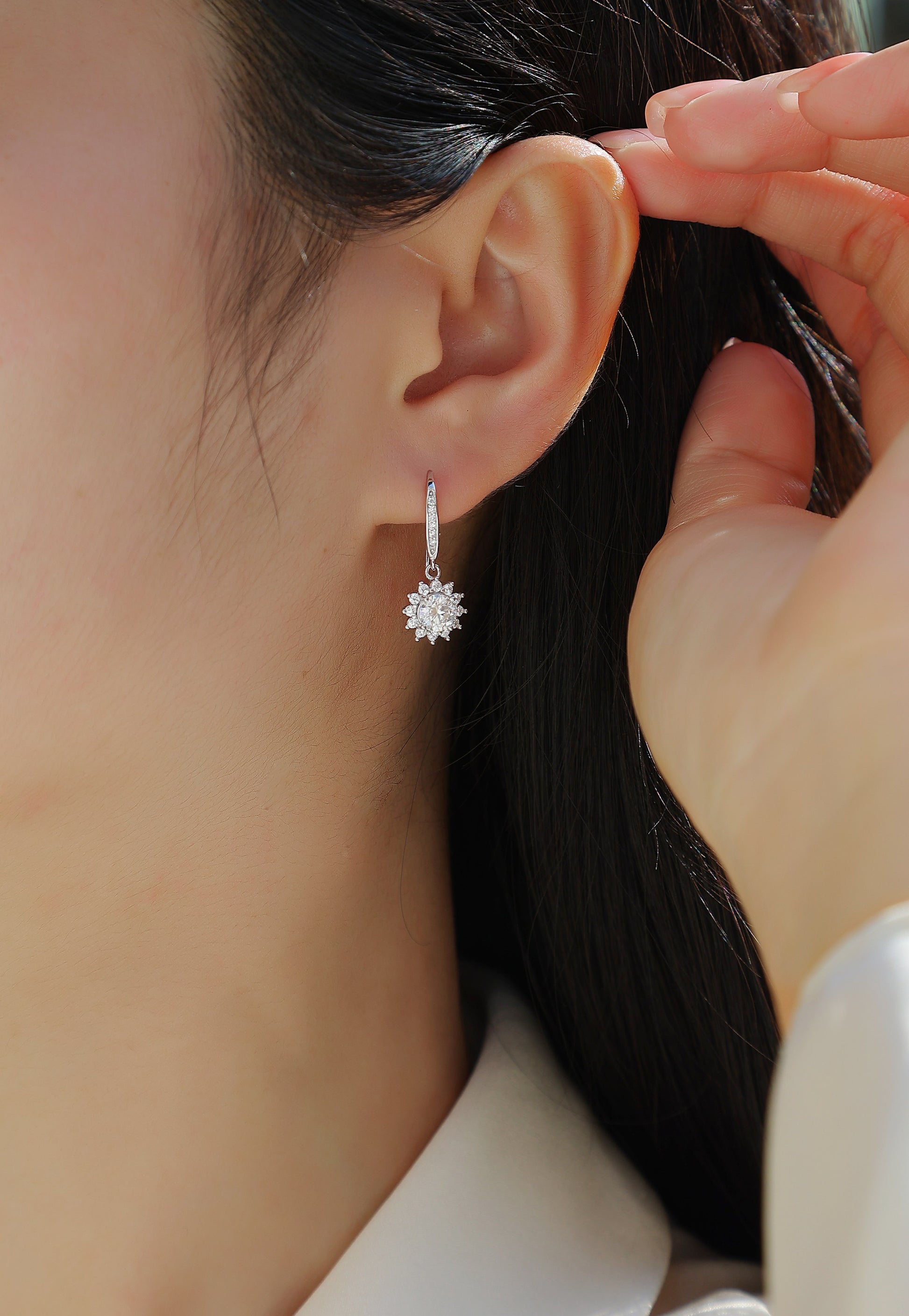 Allegra Sterling Silver and Moissanite Floral Earrings