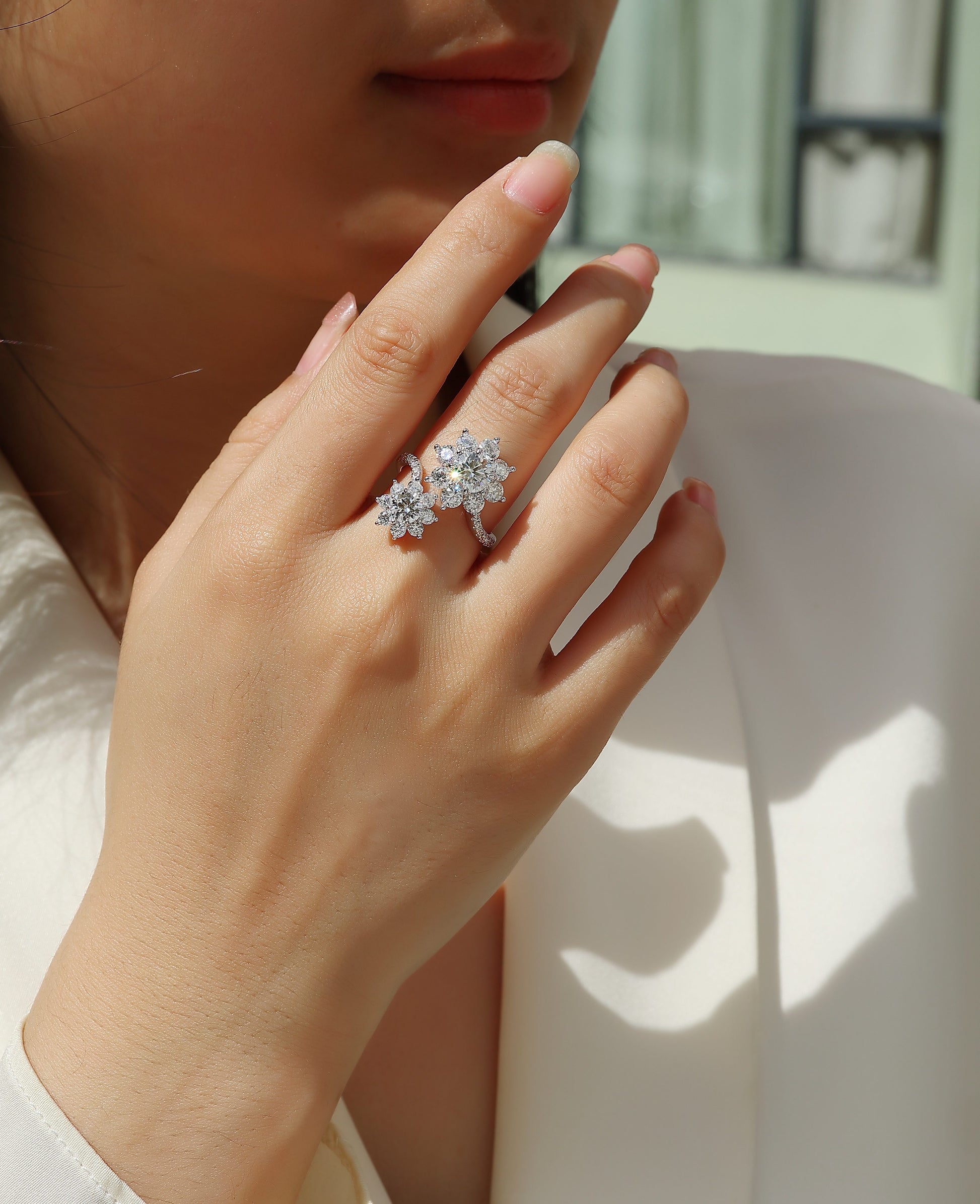 Stella Sterling Silver and Mossanite Cocktail Ring