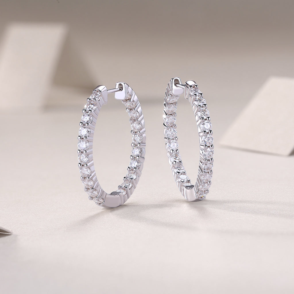 Dianne Silver and Moissanite Hoop Earrings