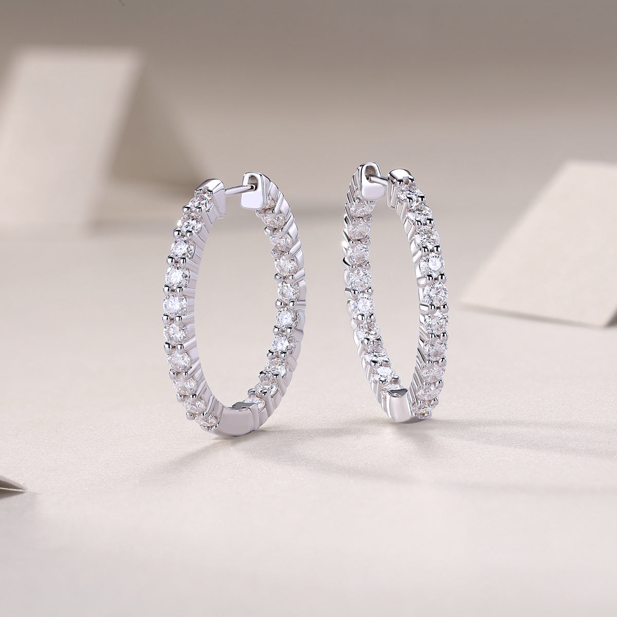 Dianne Silver and Moissanite Hoop Earrings