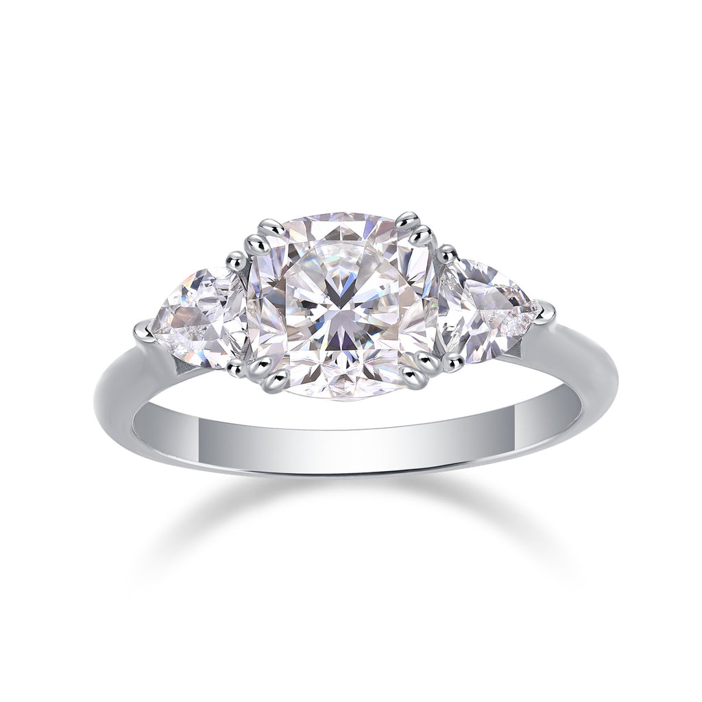 Aurélie Sterling Silver and Moissanite Three Stone Ring