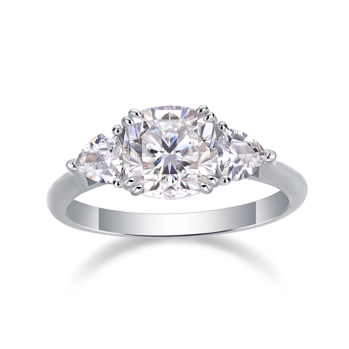 Aurélie Sterling Silver and Moissanite Three Stone Ring