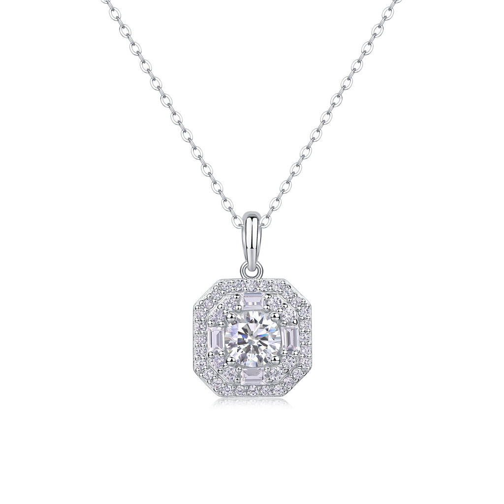 Cordelia Silver and Moissanite Pendant Necklace
