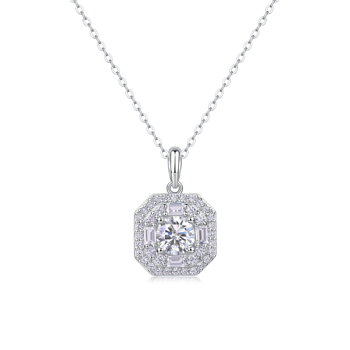 Cordelia Silver and Moissanite Pendant Necklace