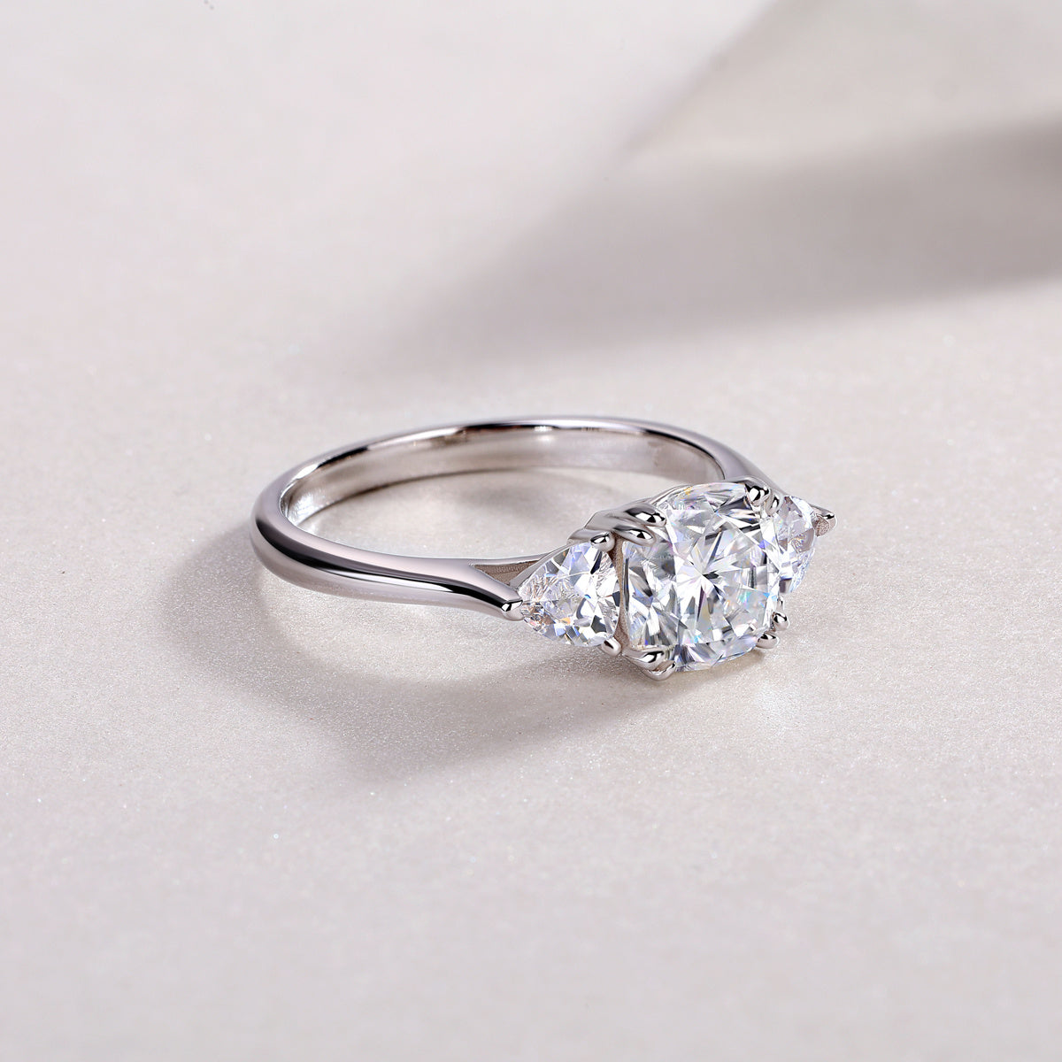 Aurélie Sterling Silver and Moissanite Three Stone Ring